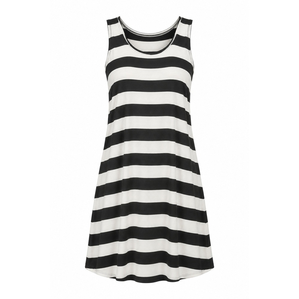 Azules Women's Black & White Striped Sleeveless Short Dress Size Large